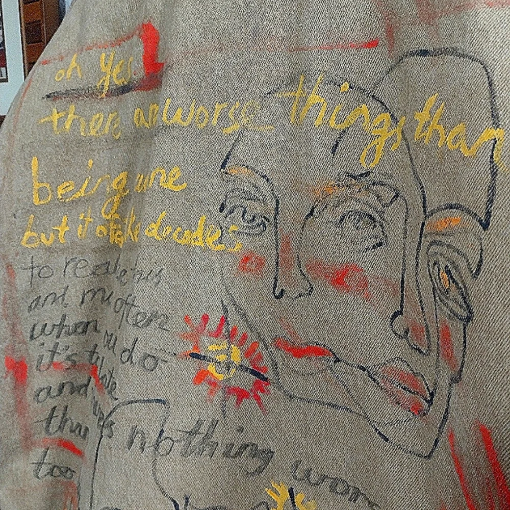 Men's Custom Hand Painted/ Graffiti Prison Issued Jacket - Picture 4 of 12